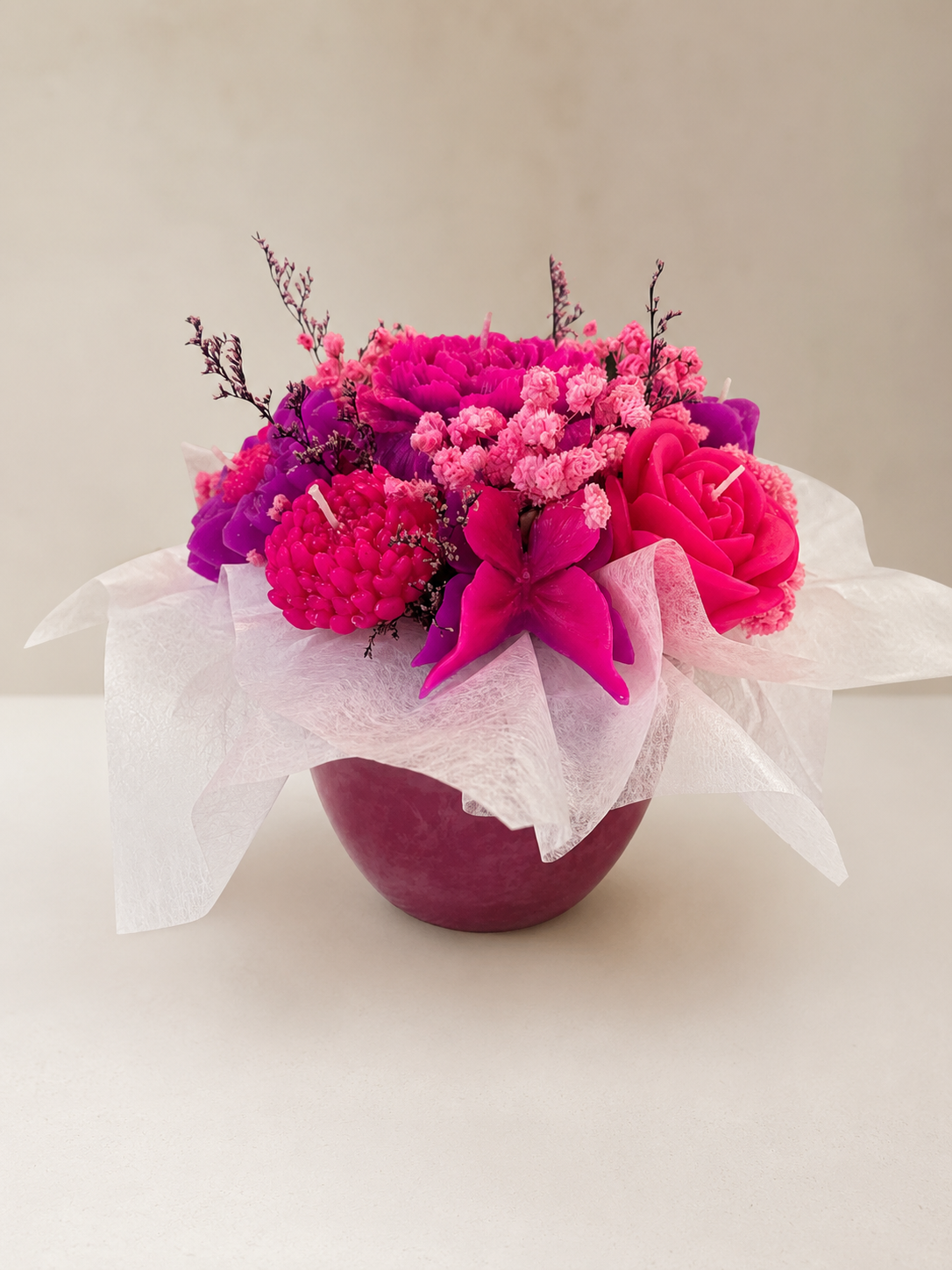 Bouquet de fleurs bougies