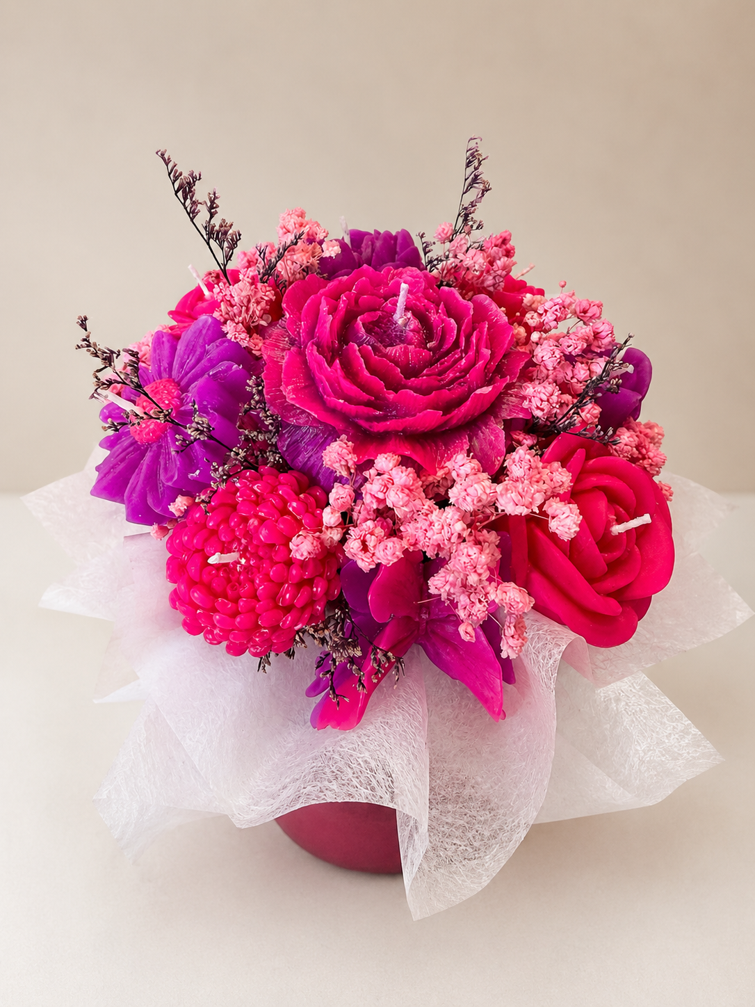 Bouquet de fleurs bougies